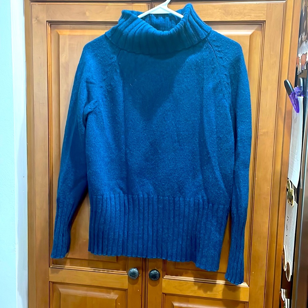 Blue turtleneck sweater